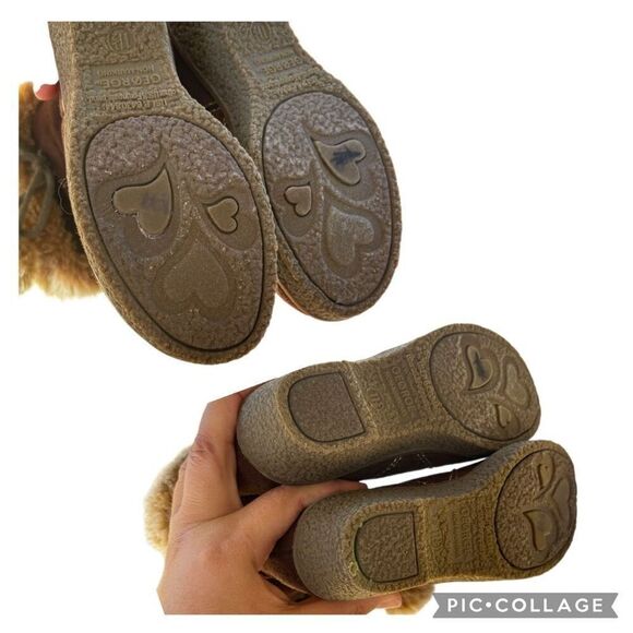 NWT Coco George Brown Tan Faux Suede Fur Platform Heel Girls Boots Size 11.5 - Picture 8 of 8